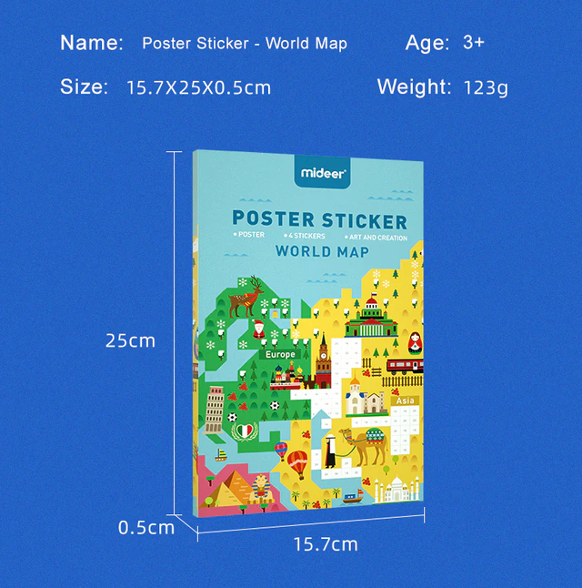 Mideer Poster Sticker - World Map