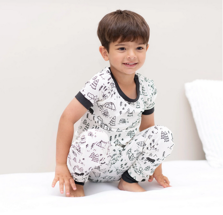 Silkberry Baby Bamboo Short Sleeve PJ Set (Doodle Camp)