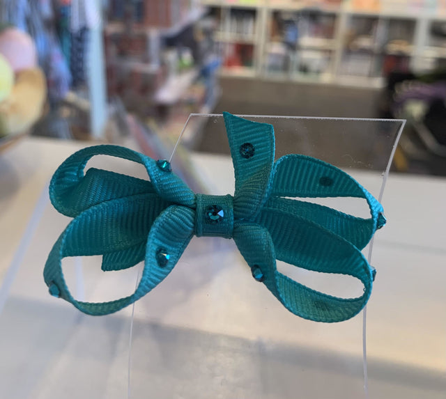 Olilia Small Crystal Bow (Turquoise)